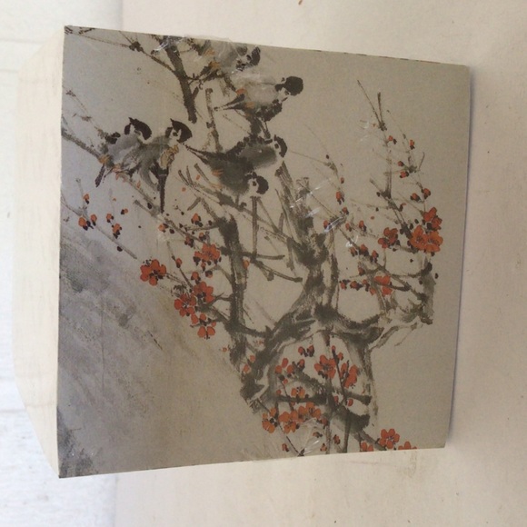 ART INSTITUTE OF CHICAGO REN YI BIRDS ON RED PLUM STICKY NOTE CUBE NWT - Picture 4 of 8